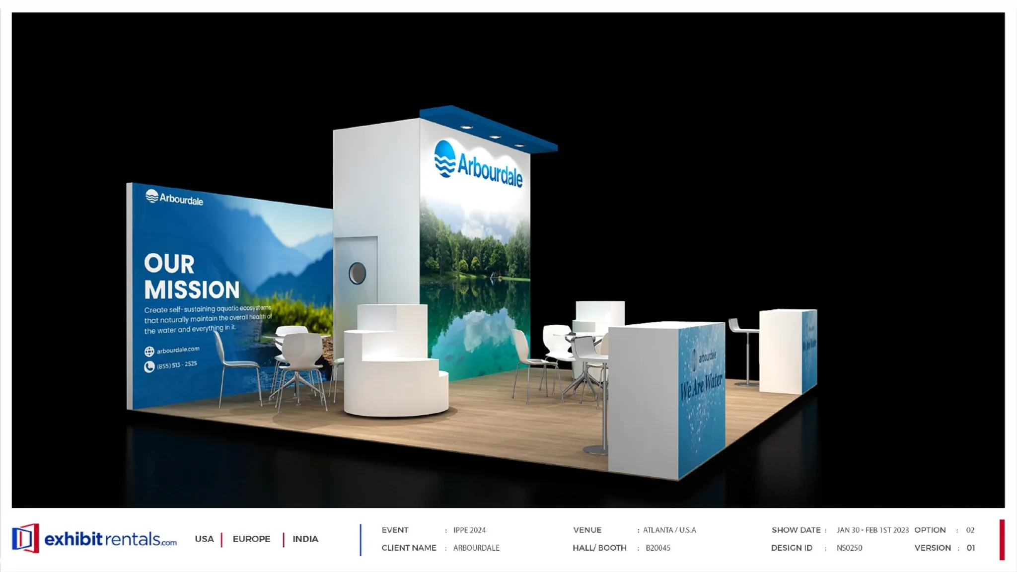 20x20 Peninsula booth design by Exhibit-Rentals